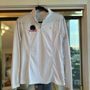 Rare Ariat Sun-stopper 1/4 Zip Baselayer white with live oak international logo
